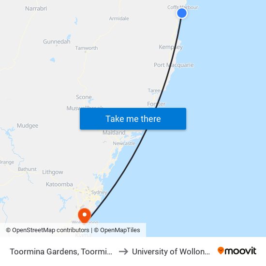 Toormina Gardens, Toormina Rd to University of Wollongong map