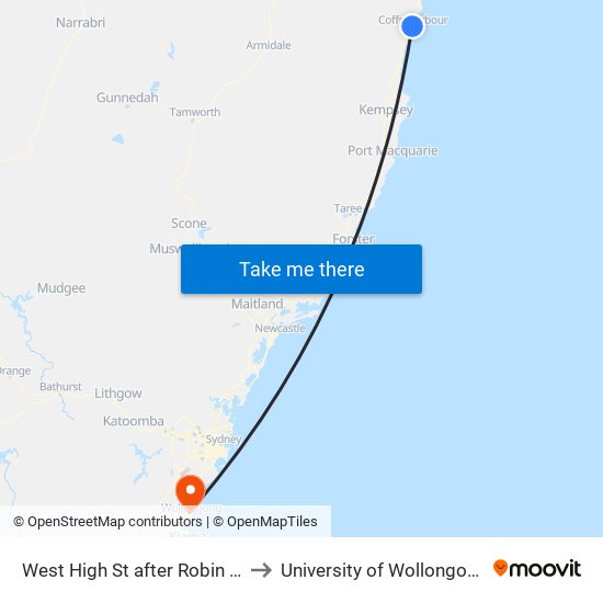 West High St after Robin St to University of Wollongong map