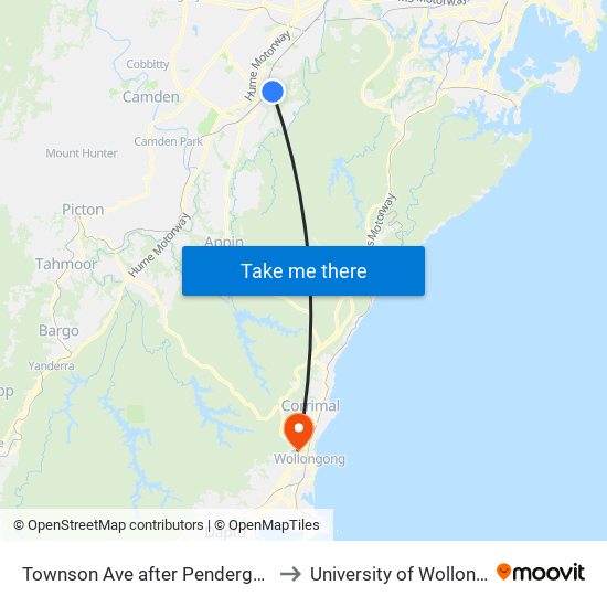 Townson Ave after Pendergast Ave to University of Wollongong map