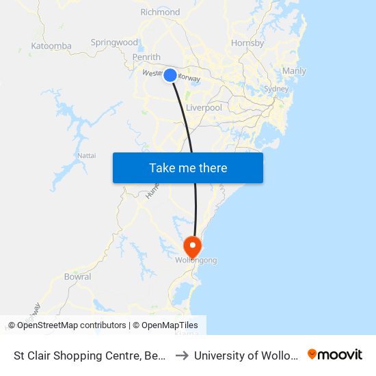 St Clair Shopping Centre, Bennett Rd to University of Wollongong map