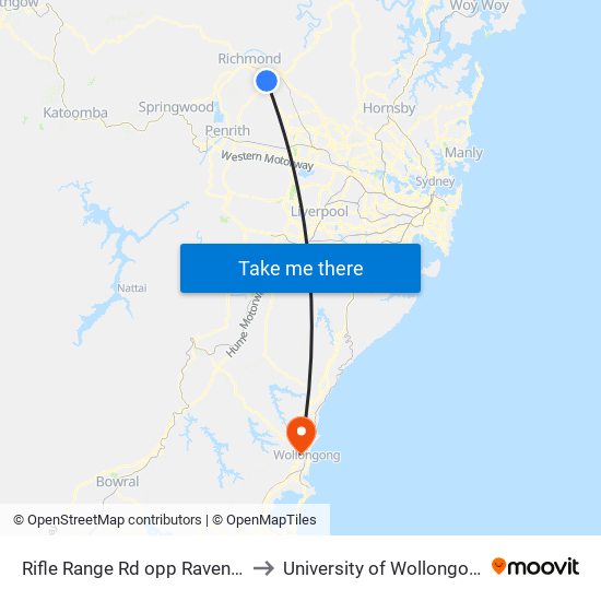 Rifle Range Rd opp Raven Pl to University of Wollongong map