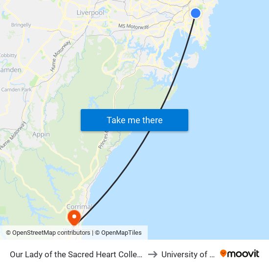 Our Lady of the Sacred Heart College, Kensington Rd, Stand B to University of Wollongong map