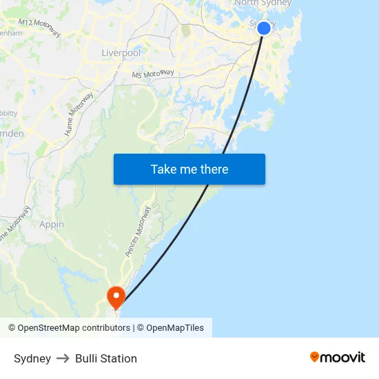 Sydney to Bulli Station map
