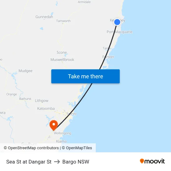 Sea St at Dangar St to Bargo NSW map