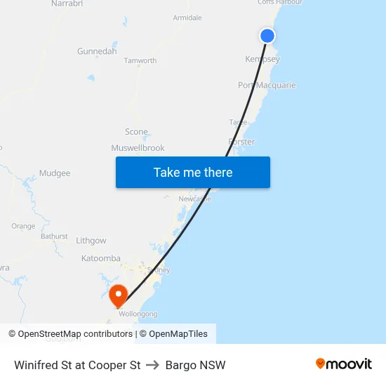 Winifred St at Cooper St to Bargo NSW map