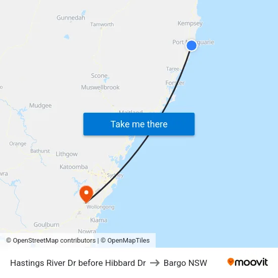 Hastings River Dr before Hibbard Dr to Bargo NSW map
