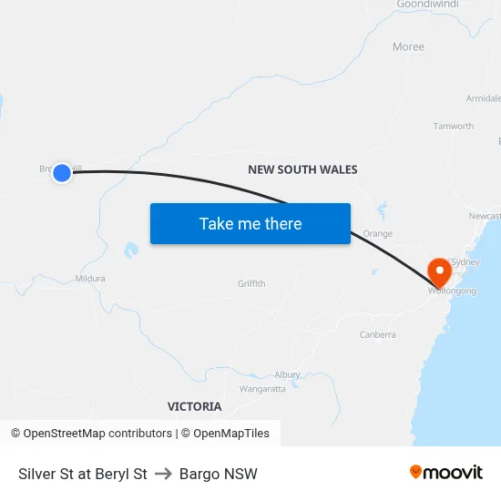 Silver St at Beryl St to Bargo NSW map