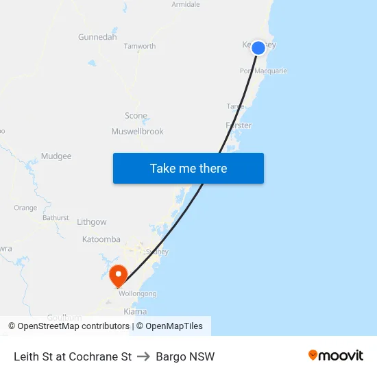 Leith St at Cochrane St to Bargo NSW map