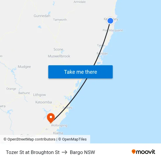 Tozer St at Broughton St to Bargo NSW map