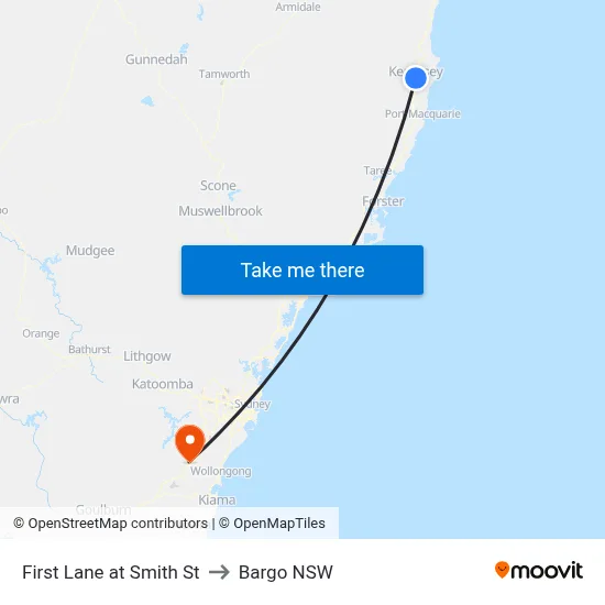 First Lane at Smith St to Bargo NSW map