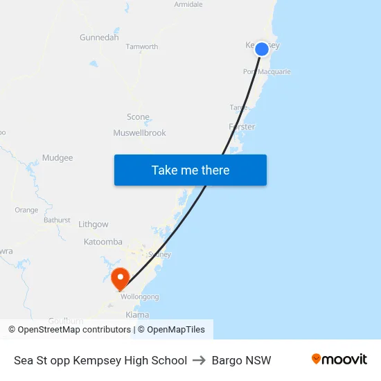 Sea St opp Kempsey High School to Bargo NSW map
