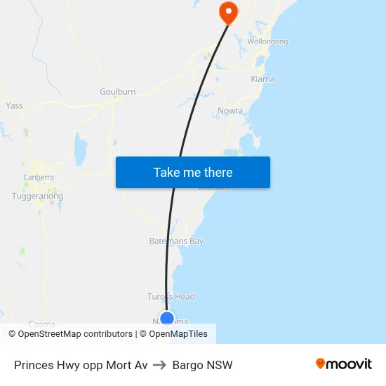 Princes Hwy opp Mort Av to Bargo NSW map