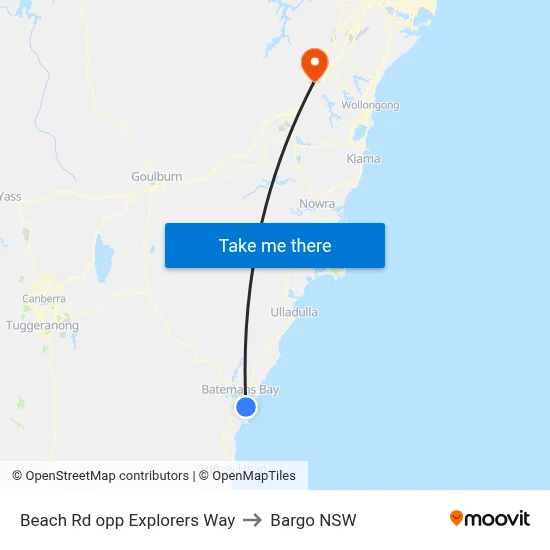 Beach Rd opp Explorers Way to Bargo NSW map