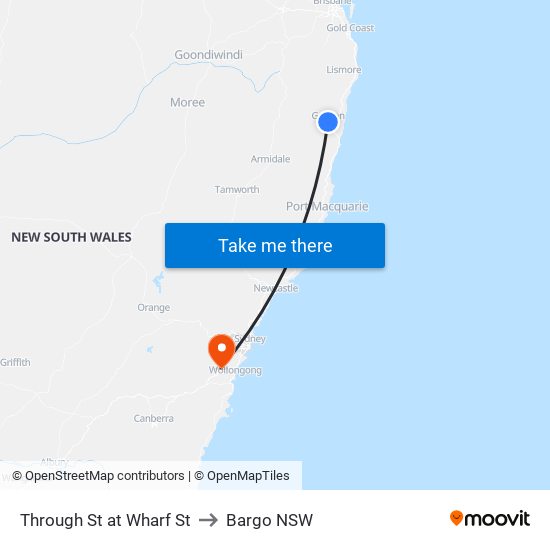 Through St at Wharf St to Bargo NSW map