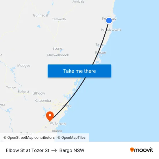 Elbow St at Tozer St to Bargo NSW map