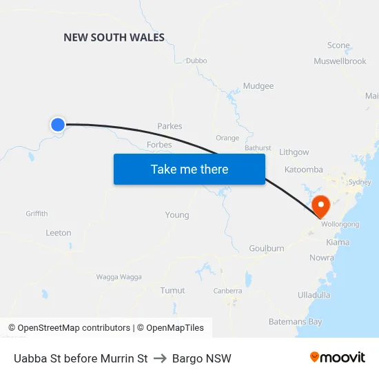 Uabba St before Murrin St to Bargo NSW map