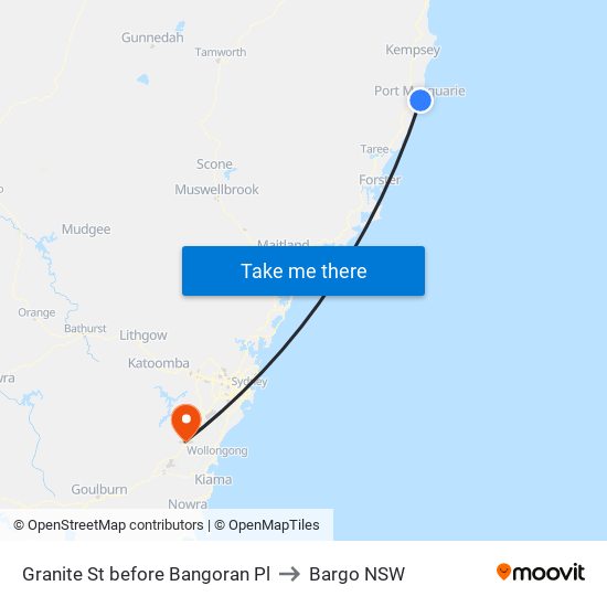 Granite St before Bangoran Pl to Bargo NSW map