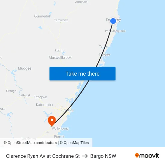 Clarence Ryan Av at Cochrane St to Bargo NSW map