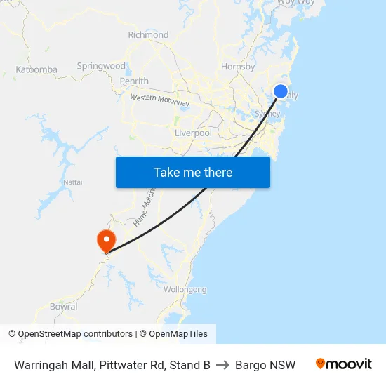 Warringah Mall, Pittwater Rd, Stand B to Bargo NSW map
