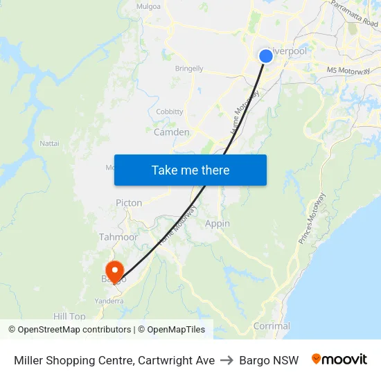 Miller Shopping Centre, Cartwright Ave to Bargo NSW map