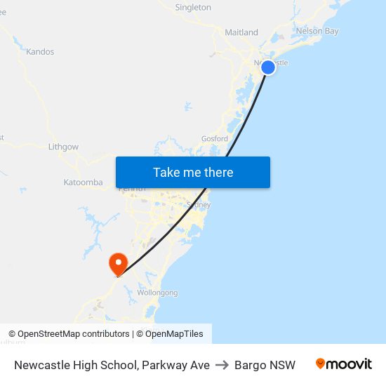 Newcastle High School, Parkway Ave to Bargo NSW map