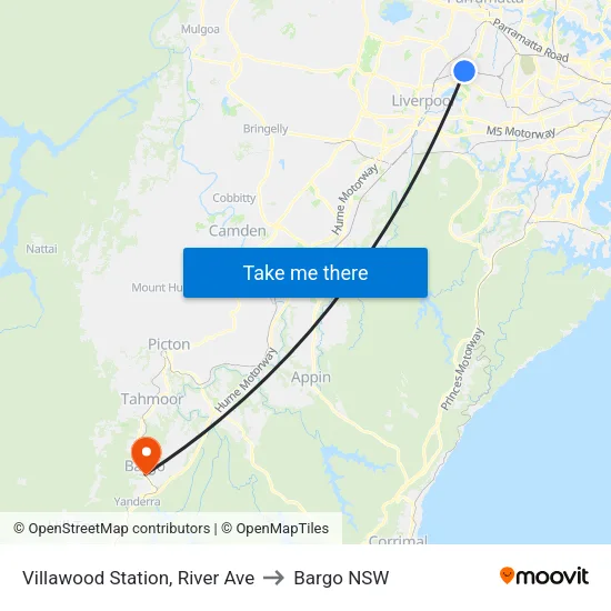 Villawood Station, River Av to Bargo NSW map