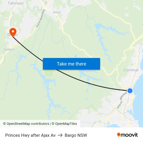 Princes Hwy after Ajax Av to Bargo NSW map