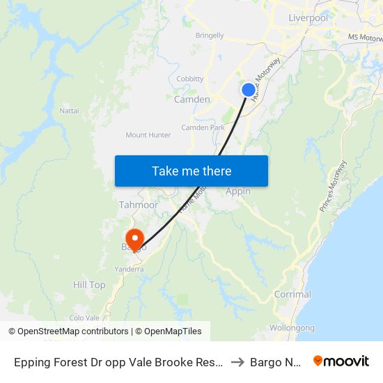 Epping Forest Dr opp Vale Brooke Reserve to Bargo NSW map