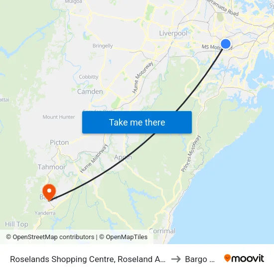 Roselands Shopping Centre, Roseland Ave, Stand C to Bargo NSW map