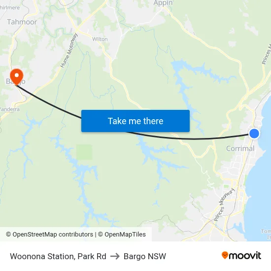 Woonona Station, Park Rd to Bargo NSW map