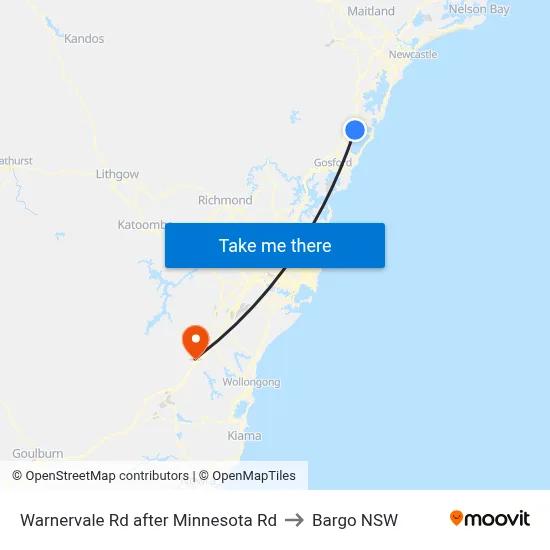 Warnervale Rd after Minnesota Rd to Bargo NSW map