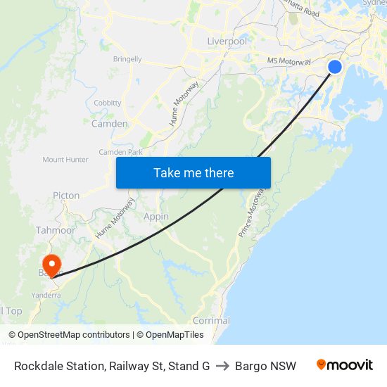 Rockdale Station, Railway St, Stand G to Bargo NSW map