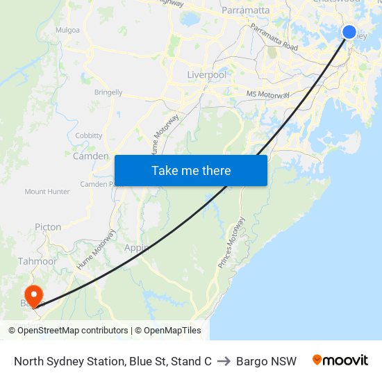 North Sydney Station, Blue St, Stand C to Bargo NSW map