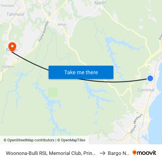 Woonona-Bulli RSL Memorial Club, Princes Hwy to Bargo NSW map