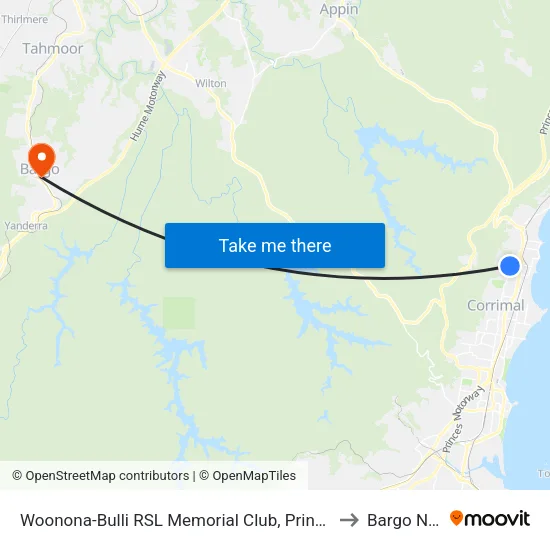 Woonona-Bulli RSL Memorial Club, Princes Hwy to Bargo NSW map