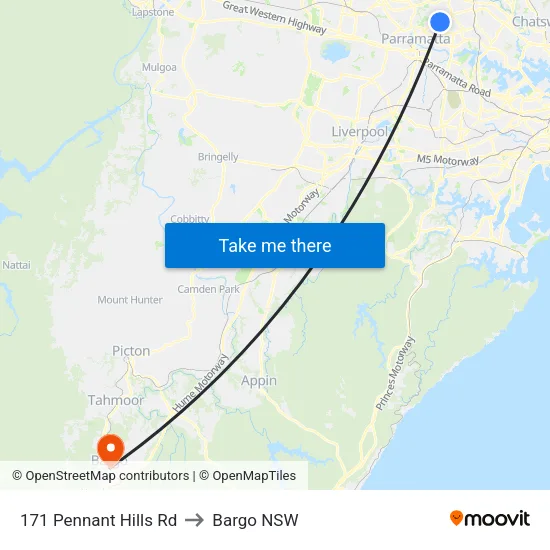 171 Pennant Hills Rd to Bargo NSW map