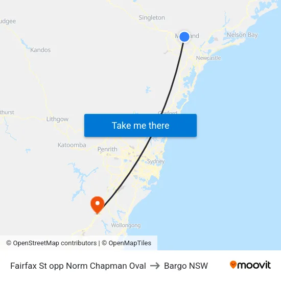 Fairfax St opp Norm Chapman Oval to Bargo NSW map