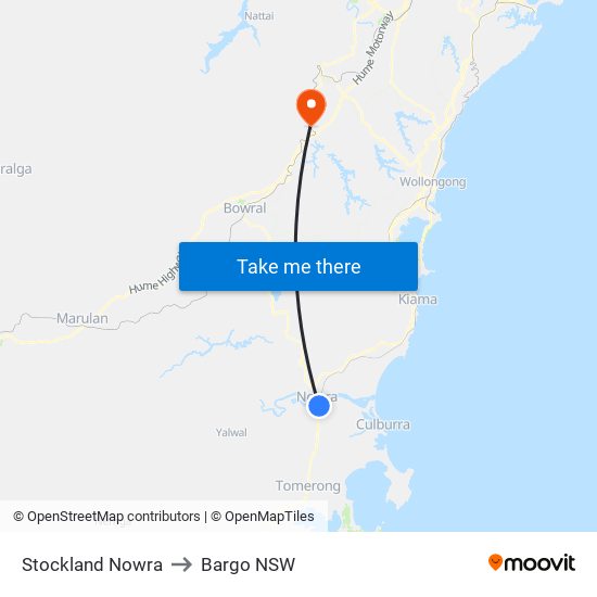 Stockland Nowra to Bargo NSW map