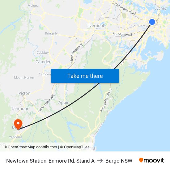 Newtown Station, Enmore Rd, Stand A to Bargo NSW map