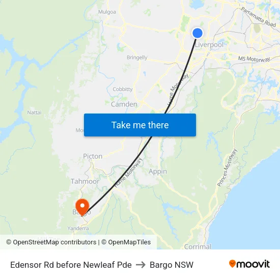 Edensor Rd before Newleaf Pde to Bargo NSW map