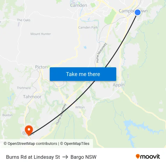Burns Rd at Lindesay St to Bargo NSW map