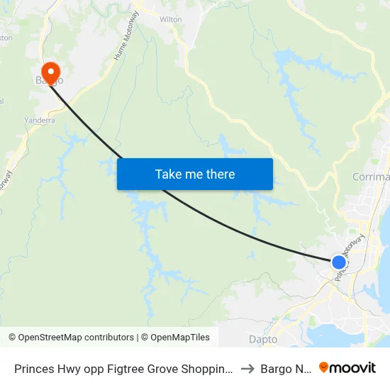 Princes Hwy opp Figtree Grove Shopping Centre to Bargo NSW map