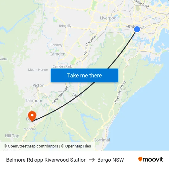 Belmore Rd opp Riverwood Station to Bargo NSW map