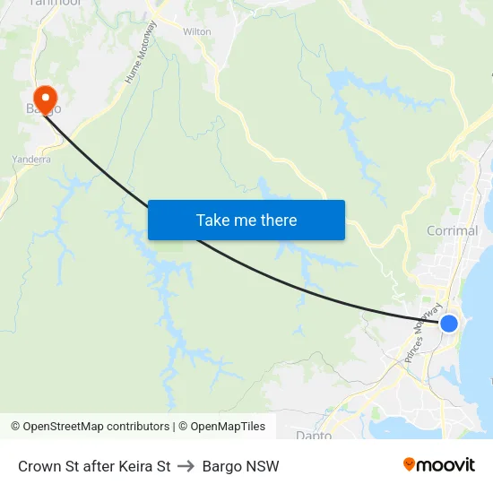 Crown St after Keira St to Bargo NSW map