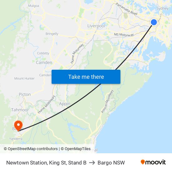 Newtown Station, King St, Stand B to Bargo NSW map