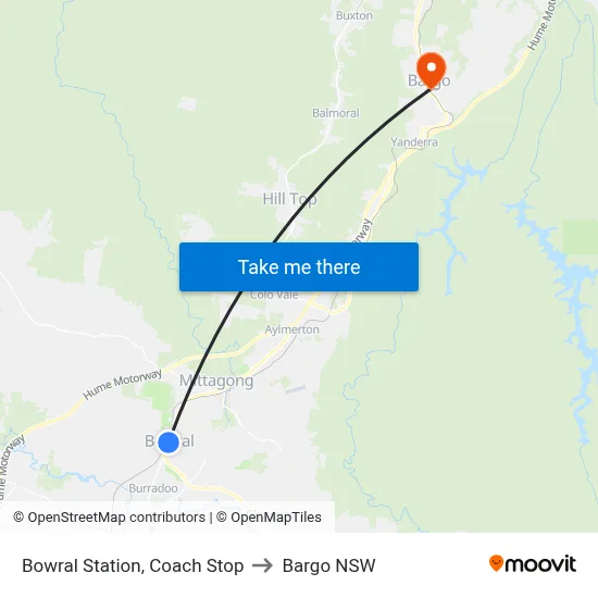 Bowral Station, Coach Stop to Bargo NSW map