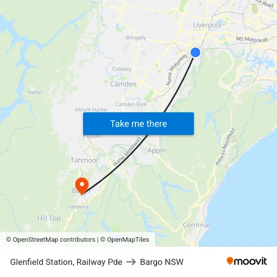 Glenfield Station, Railway Pde to Bargo NSW map