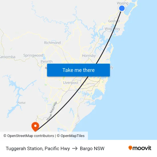 Tuggerah Station, Pacific Hwy to Bargo NSW map
