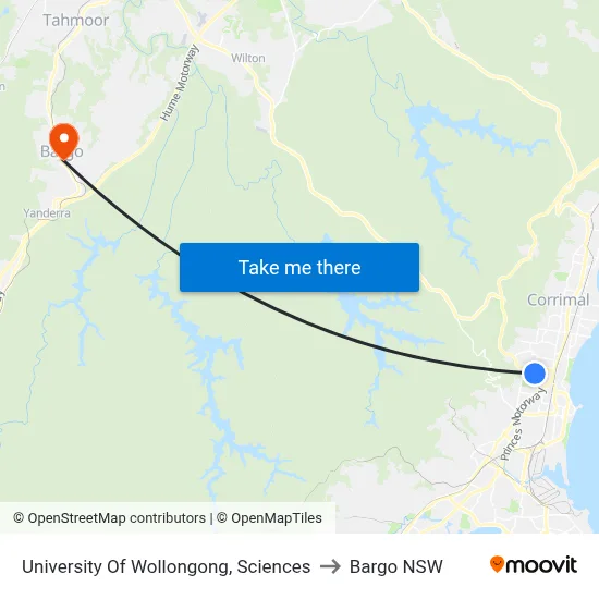 University Of Wollongong, Sciences to Bargo NSW map