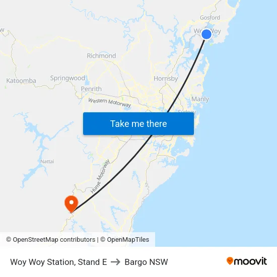 Woy Woy Station, Stand E to Bargo NSW map